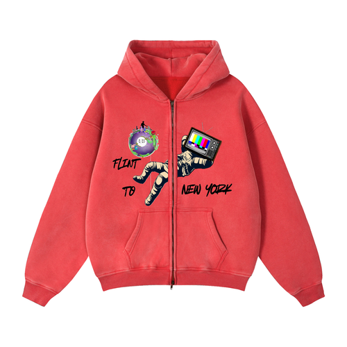 Flint to New York Zip-Up Hoodie